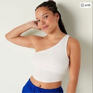 PINK Victoria's Secret White One-Shoulder Top